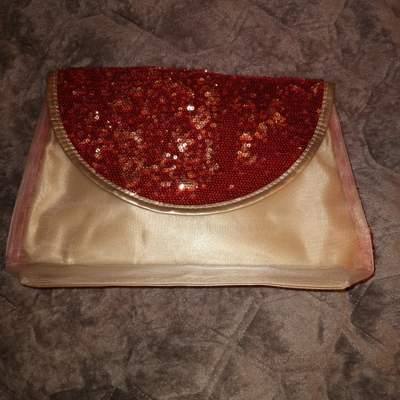 💕5 FOR 25$ Red Sequin & Gold Metallic Sparkly Makeup Bag + EXTRA MAKEUP BAG - Picture 2 of 5
